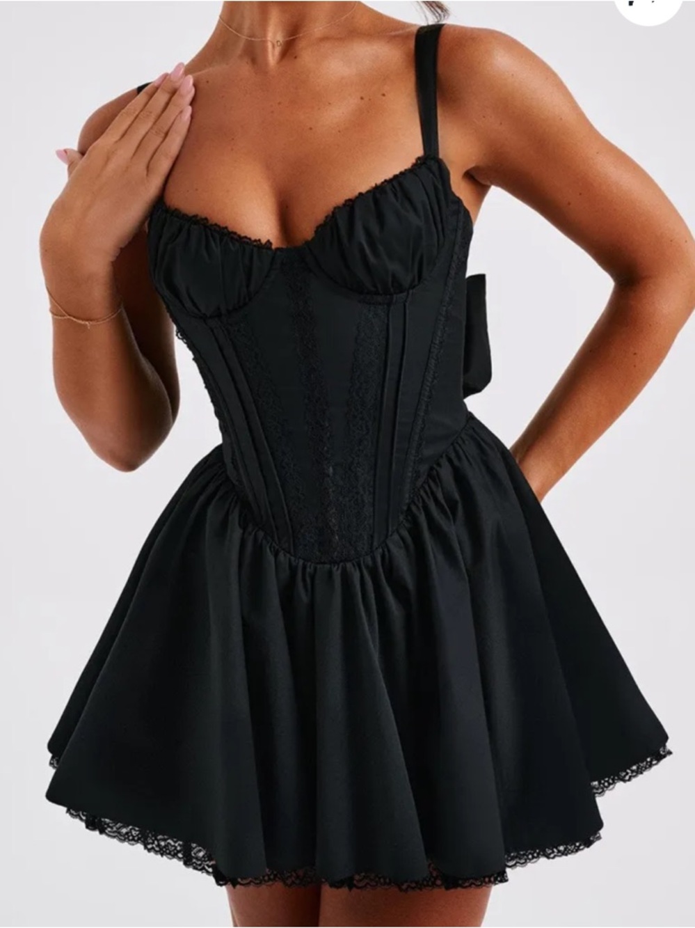 Babyboo Josie Corset Mini Dress in Black Size XS